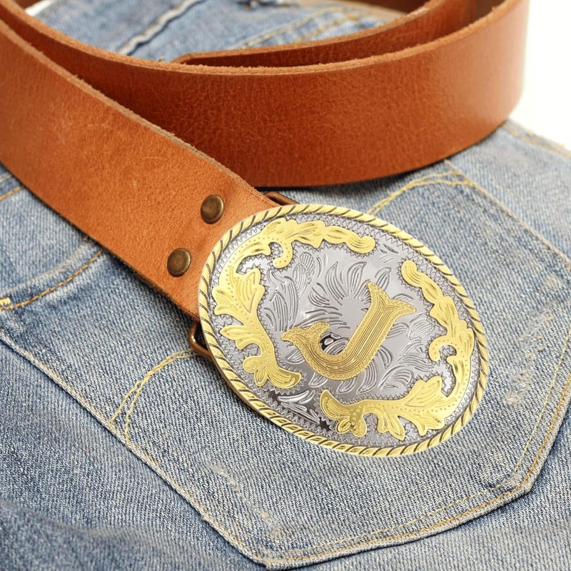 WMG Western Belt Buckle Initial Letters ABCDMRJ to Z Cowboy Belt Buckle, Rodeo Buckles for Men & Women - Image 2